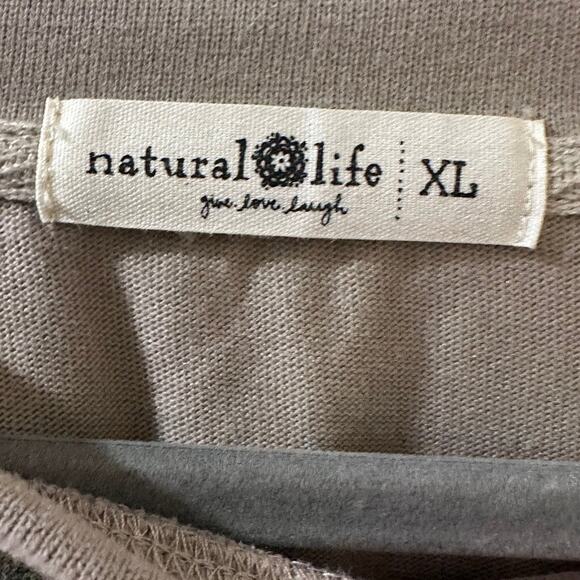 Natural Life Maia Light Gray Roll Hem Floral Oversized Boho Casual Sweatshirt XL - Picture 3 of 7